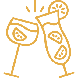 Original gold bottomless drinks illustration
